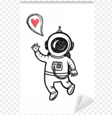 vector illustration with doodle astronaut wall mural - astronaut illustratio PNG images with alpha transparency layer