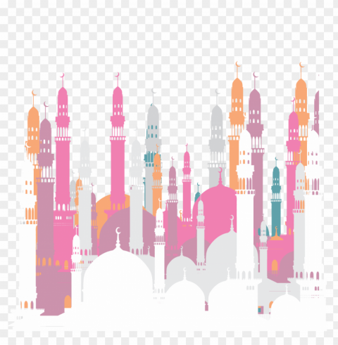 vector mosque colorful islamic Isolated Subject in Clear Transparent PNG