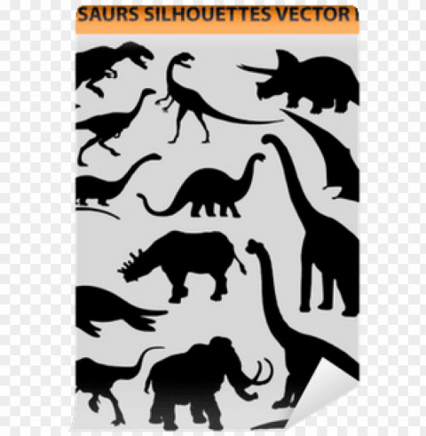 vector pack with 13 dinosaur silhouettes wall mural - 1s tee dinosaur velociraptor teeth Isolated Artwork on Clear Background PNG