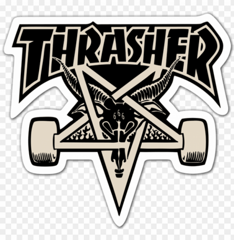 vector skate sticker - thrasher skategoat board decal sticker black white HighQuality PNG Isolated on Transparent Background