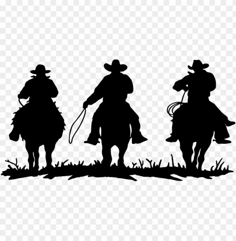 vector stock horse riders cow boy wall - cowboys on horses silhouette Transparent Background Isolation in HighQuality PNG