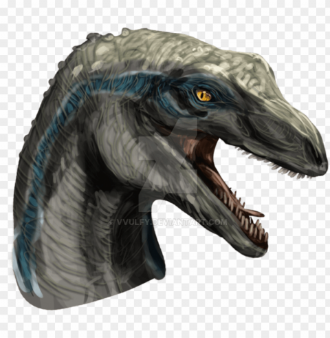 velociraptor drawing watercolor - blue raptor head Transparent PNG Illustration with Isolation
