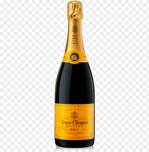 veuve clicquot brut yellow label - veuve clicquot brut champagne - 750 ml bottle Transparent PNG Isolated Object Design