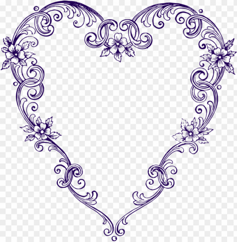 victorian hearts & flowers digital - fancy hearts clipart Clear Background PNG Isolated Item