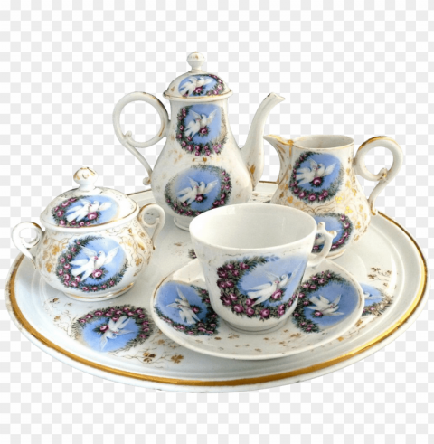 victorian porcelain tea set Isolated Character in Transparent Background PNG