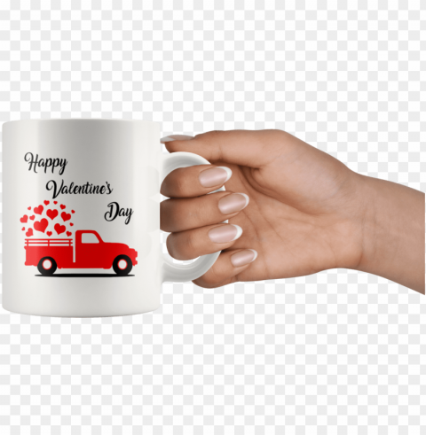 vintage antique red truck happy valentines day mug-recovered - mu PNG images without BG