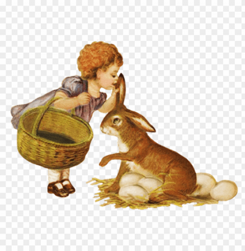 Vintage Bunny And Eggs Isolated Artwork In HighResolution Transparent PNG