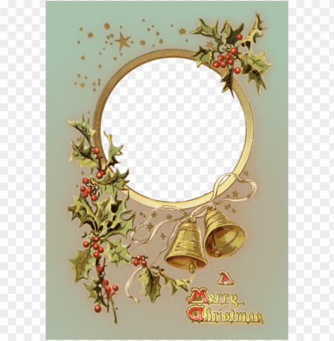 vintage christmas photo frame Clean Background Isolated PNG Object