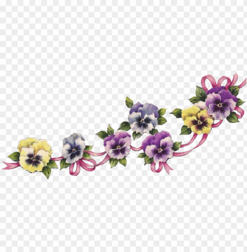 vintage flower border rimedia - pansy clip art HighResolution PNG Isolated on Transparent Background