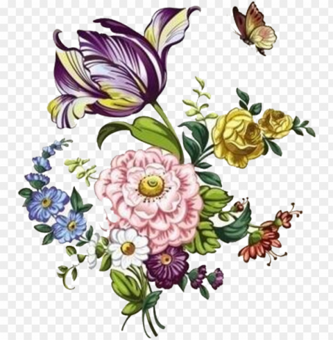 vintage flower drawing - floral vector free PNG Illustration Isolated on Transparent Backdrop