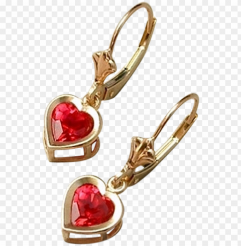 vintage genuine 10k gold ruby heart earrings drops - earrings Transparent PNG graphics assortment