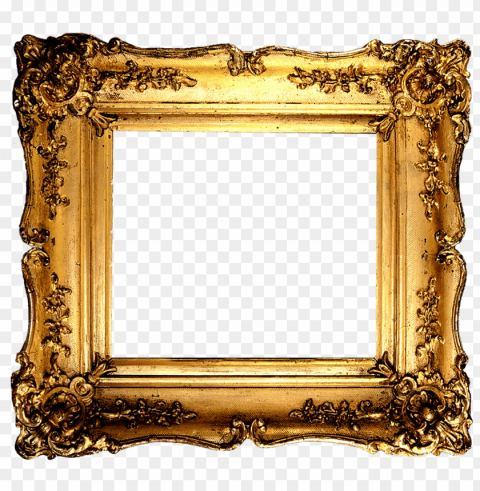 Vintage Gold Frame Isolated PNG Element With Clear Transparency