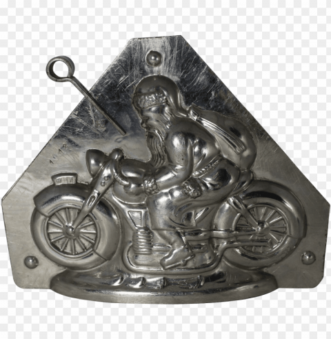 vintage hornlein santa on motorcycle chocolate mold - statue PNG for use