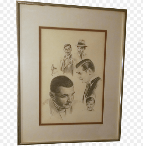 vintage lithograph drawing clark gable glen fortune Clear Background Isolated PNG Icon