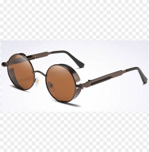 vintage polarized steampunk sunglasses fashion round Alpha channel transparent PNG