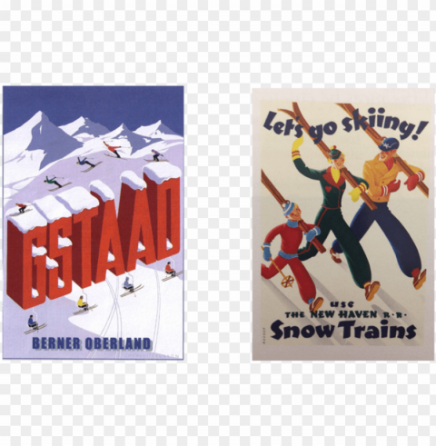 vintage poster slides3 - vintage apres ski travel posters PNG Image with Clear Isolation