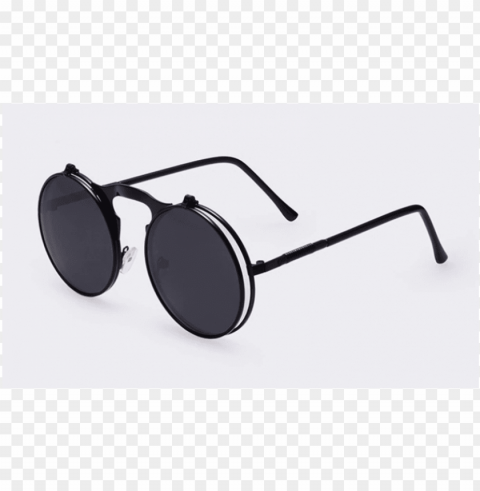 vintage round flip sunglasses - kaca mata kekinian pria Transparent image