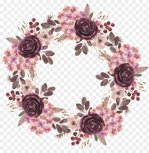 vintage wreath watercolor hand painted - watercolor painti PNG Isolated Subject on Transparent Background