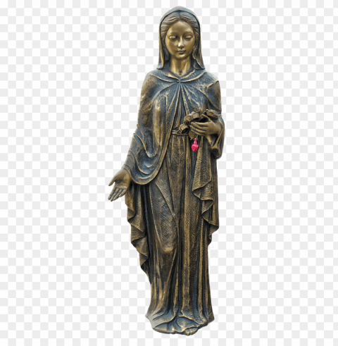 virgin mary bronze statue Isolated Design Element in PNG Format