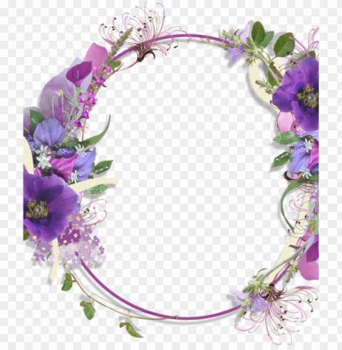 visit - purple floral frame Transparent PNG Isolated Object