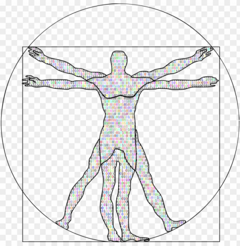 vitruvian man digital data binary number computer science - vitruvian man circle PNG Image with Clear Background Isolated