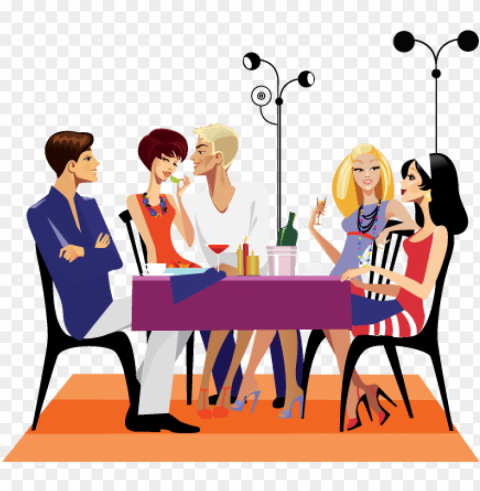 waiterfamily restaurant - family at the restaurant cartoon PNG Isolated Illustration with Clarity