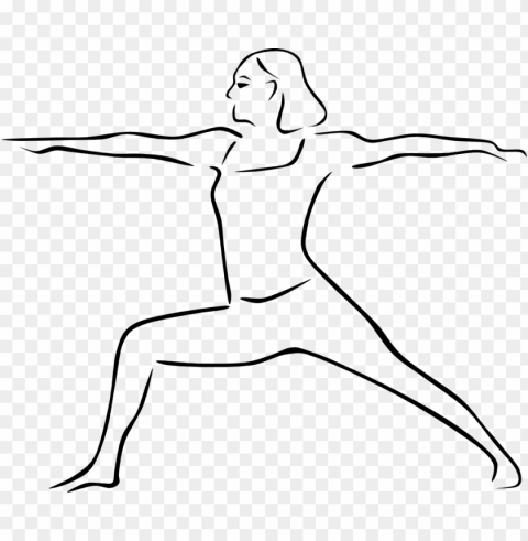 warrior ii pose - drawing of yoga poses PNG Graphic Isolated with Clear Background