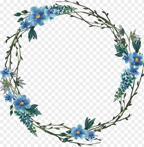 watercolor artwork - blue watercolor wreath PNG Image with Isolated Graphic