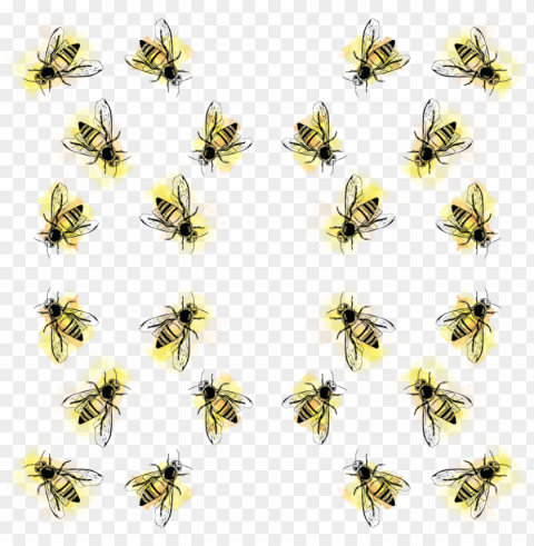 watercolor bees PNG graphics with clear alpha channel selection