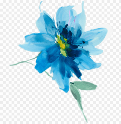 watercolor blueflower sticker by janet murphy - flores azules pintadas Transparent PNG graphics variety
