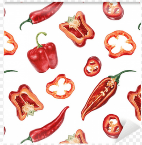 watercolor chili and red pepper pattern wallpaper - chili watercolor Isolated Subject in Transparent PNG Format