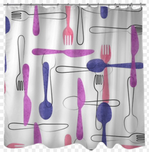 watercolor cutlery seamless pattern in pink and purple - curtai ClearCut Background PNG Isolation