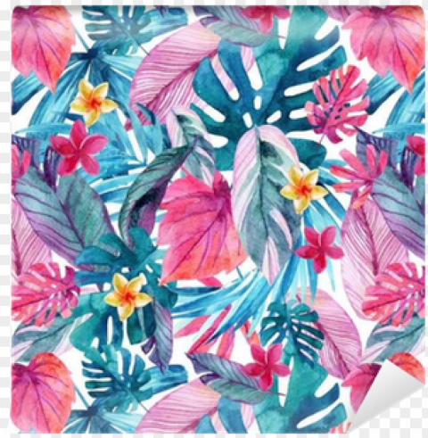 watercolor exotic leaves and flowers background - watercolor tropical background exotc PNG for t-shirt designs