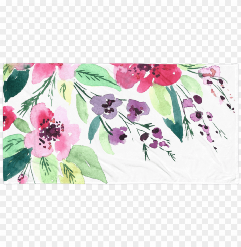watercolor floral towel - watercolor flowers PNG for educational projects