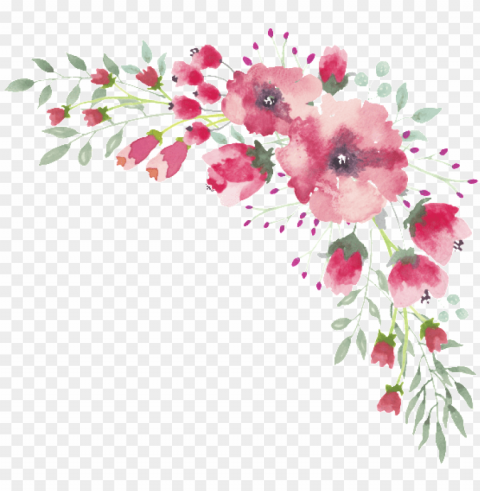 watercolor flower lace border - transparent watercolor flower border PNG images with alpha background
