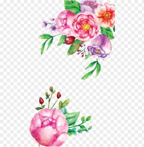 watercolor flowers - pink floral watercolor Transparent Background PNG Isolated Character