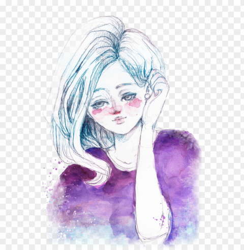 watercolor girl - watercolor girl drawi PNG Graphic Isolated on Transparent Background