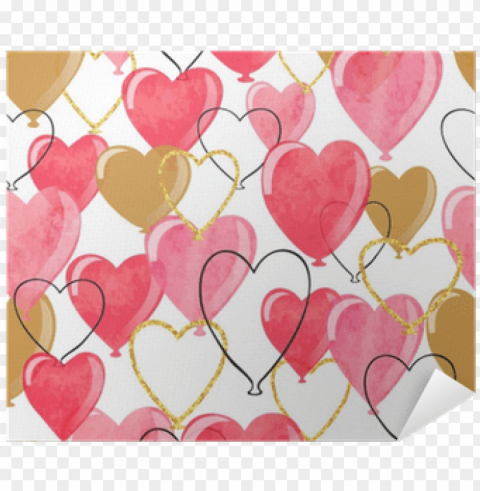 watercolor heart balloons seamless pattern - watercolor painti Isolated Element with Transparent PNG Background