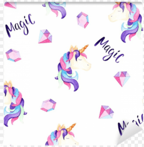 watercolor magical unicorn pattern - background unicorn print Transparent PNG image