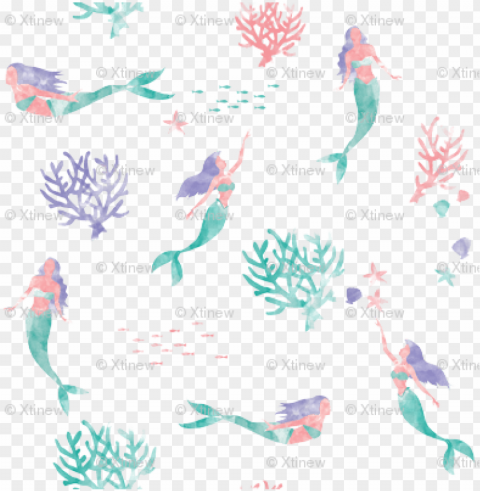 Watercolor Mermaids - Watercolor Mermaid PNG Images With Transparent Overlay