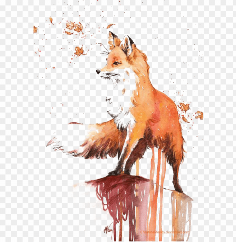 watercolor painting red fox drawing - fox watercolor Clear Background Isolated PNG Icon