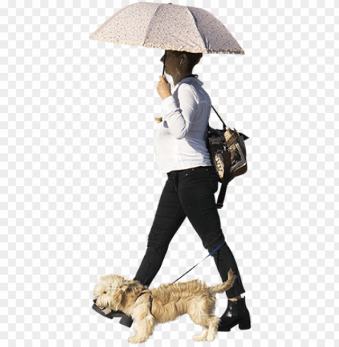 watercolor painting - woman walking with umbrella PNG transparent elements complete package
