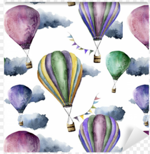watercolor pattern with bright hot air balloon - hot air balloo PNG clip art transparent background