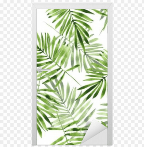 watercolor seamless pattern 2 door sticker pixers - palm leaves PNG images alpha transparency