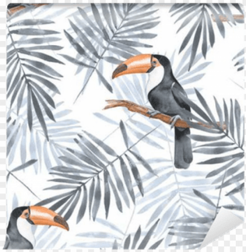 watercolor seamless pattern 2 wall mural pixers - zazzle grey toucan add your name tri-fold wallets Transparent background PNG stockpile assortment