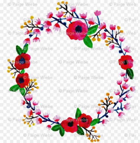watercolor spring floral wreath - floral desi Isolated Character on Transparent Background PNG