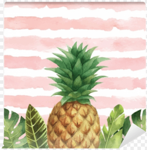 watercolor vector banner tropical leaves and pineapple - argento sc seafoam glass frame 4 x 6 Clear PNG image