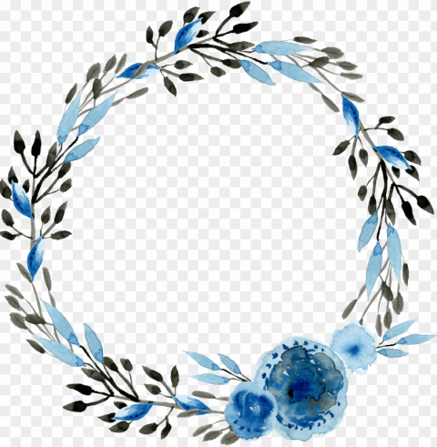 watercolour - blue watercolor wreath PNG Image Isolated with High Clarity