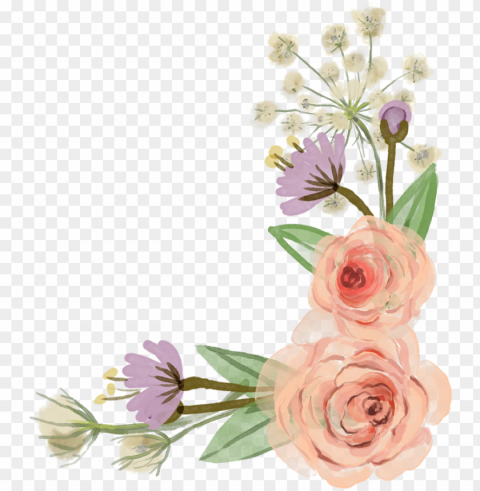watercolour - clipart flowers border transparent Clear Background PNG with Isolation