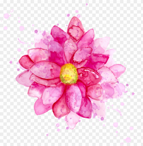 watercolour flowers painting ink - water flower color PNG Image with Isolated Transparency